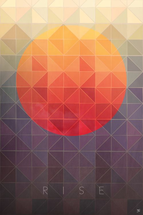 I love geometrics & would like something akin to this, I like the contrast of the bright colour against the grey/purple tones.